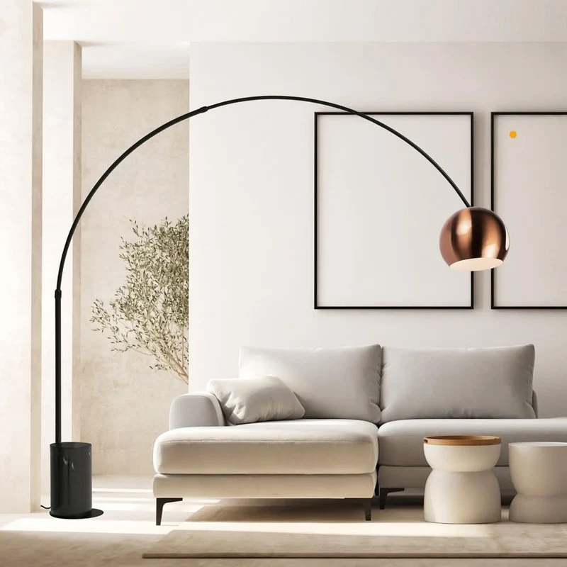 s.luce Ball Design-Bogenlampe mit Marmorfuß modern