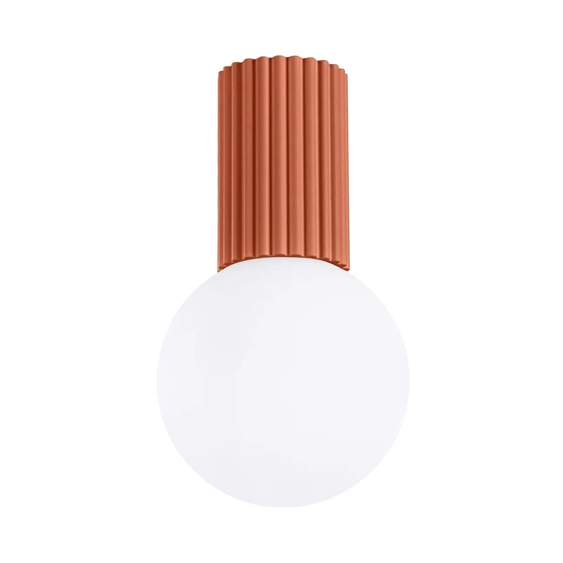 Plafonnier Aluminium/Verre Ocre Rouge Moderne Rond