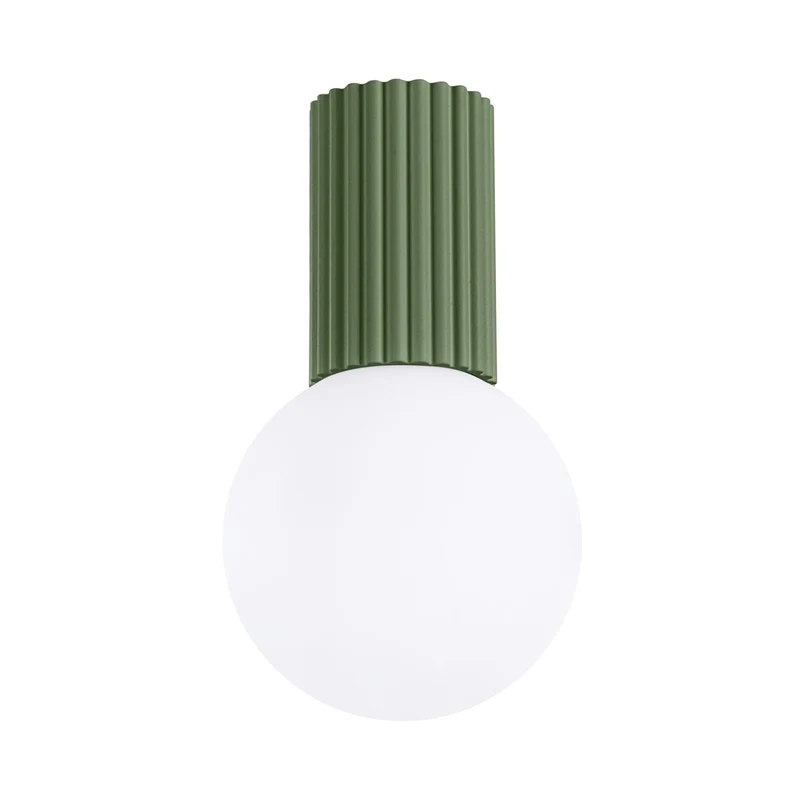Plafonnier Aluminium/Verre Vert Olive Moderne Rond