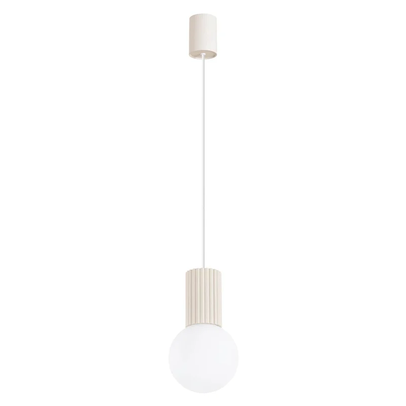 Suspension Aluminium/Verre Beige Moderne Ronde