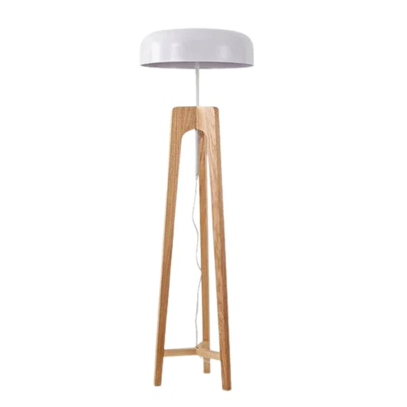 Pied Lampadaire Bois Massif à Cloche – 2 Tailles, Bureau ou Salon