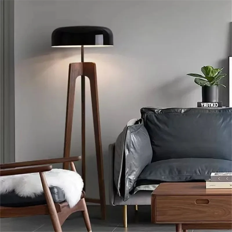 Pied Lampadaire Bois Massif à Cloche – 2 Tailles, Bureau ou Salon