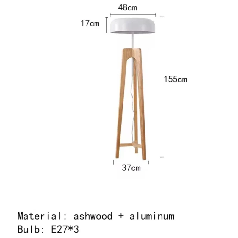 Pied Lampadaire Bois Massif à Cloche – 2 Tailles, Bureau ou Salon