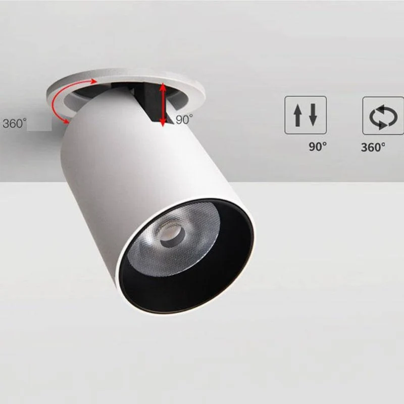 Spot Encastrable Orientable 90° – Noir ou Blanc, Chaude ou Froide