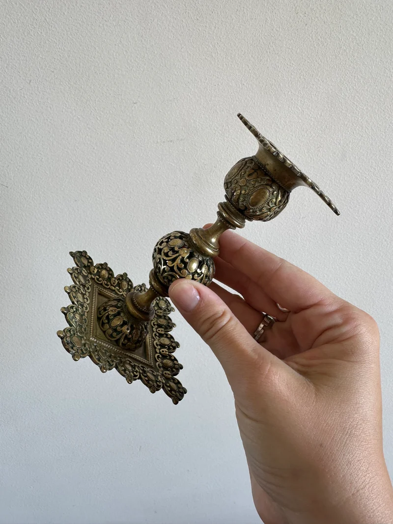 Bougeoir en bronze dentelé années 50