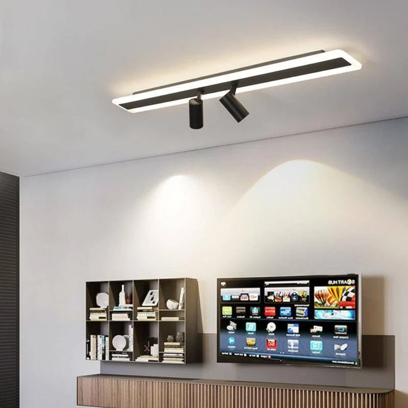 Plafonnier Spot Noir Industriel à Barre – Orientable, Salon ou Bar