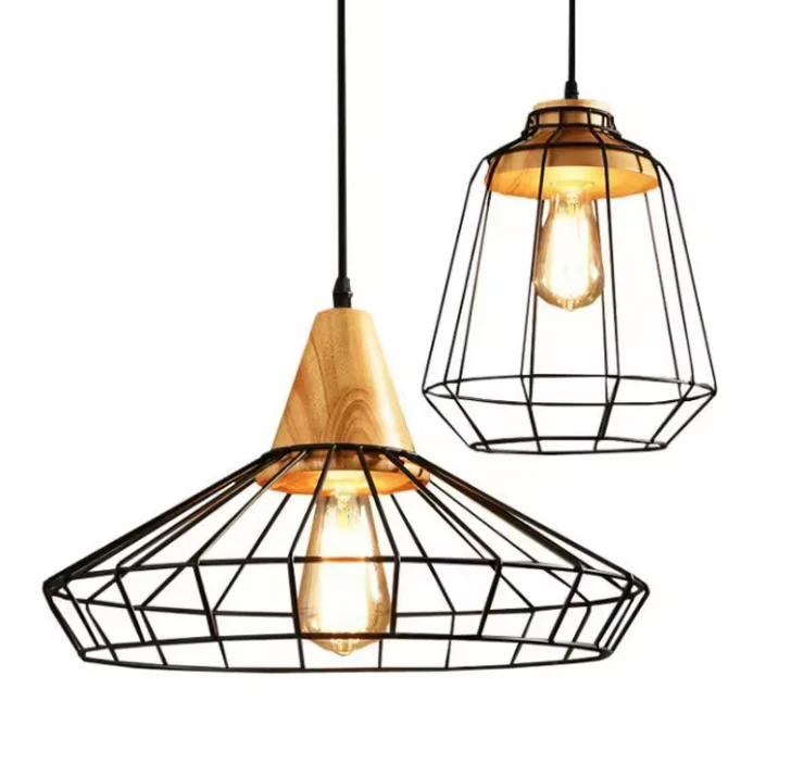Suspension Grillage en Bois et Métal – Charme Industriel Intemporel