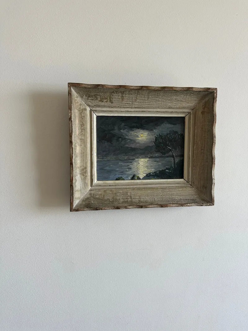 Peinture à l'huile bord de mer au clair de lune