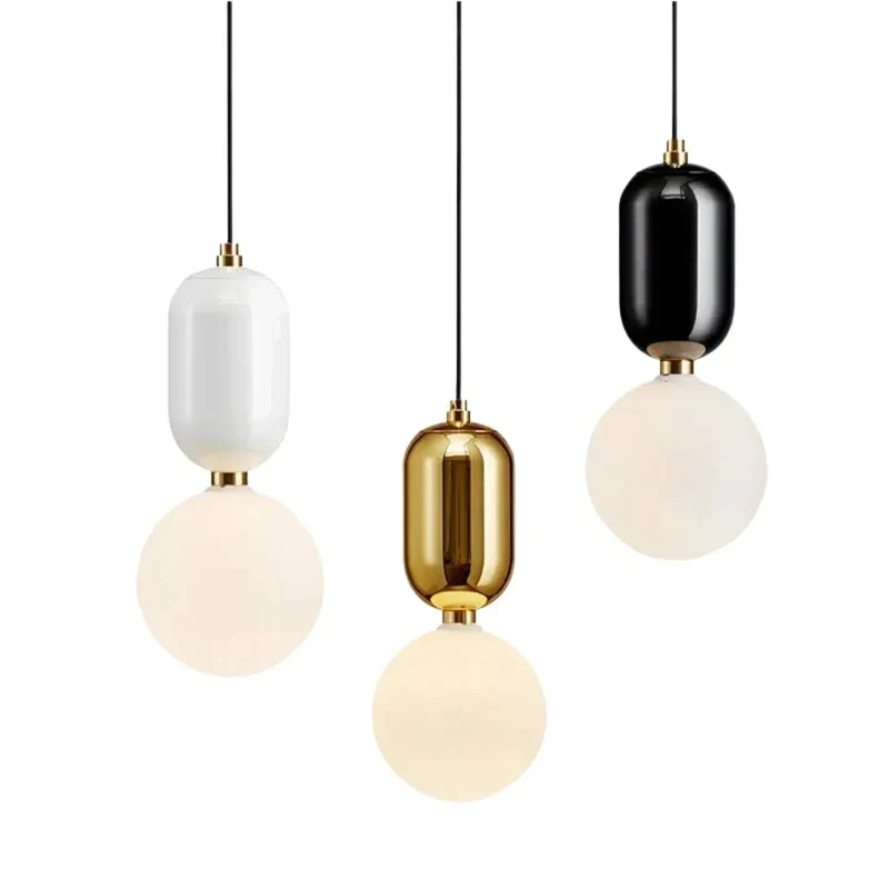 Globe pour Luminaire Suspendu en Verre Dépoli – Doré, Blanc ou Noir