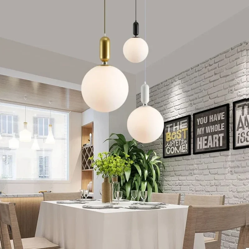 Globe pour Luminaire Suspendu en Verre Dépoli – Doré, Blanc ou Noir
