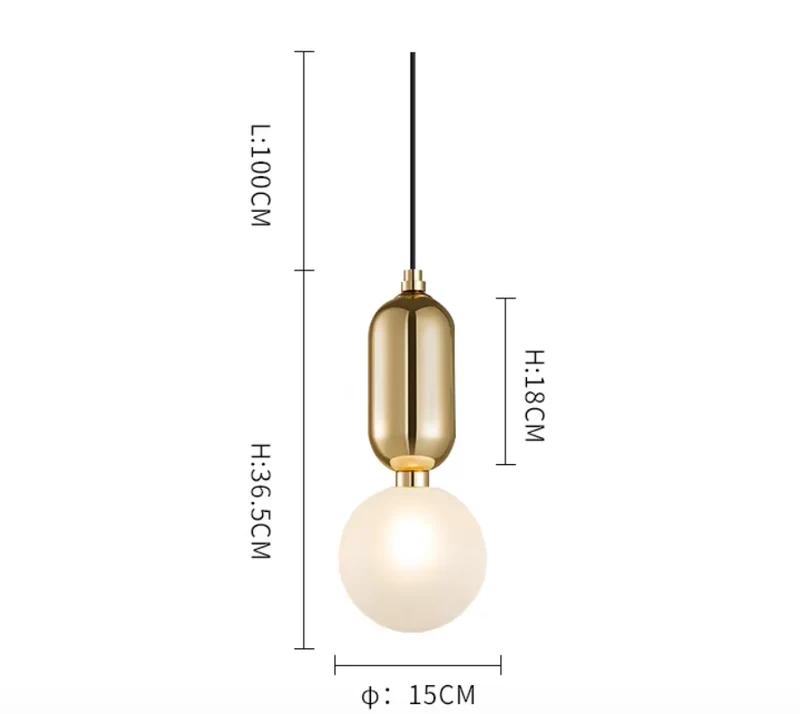 Globe pour Luminaire Suspendu en Verre Dépoli – Doré, Blanc ou Noir