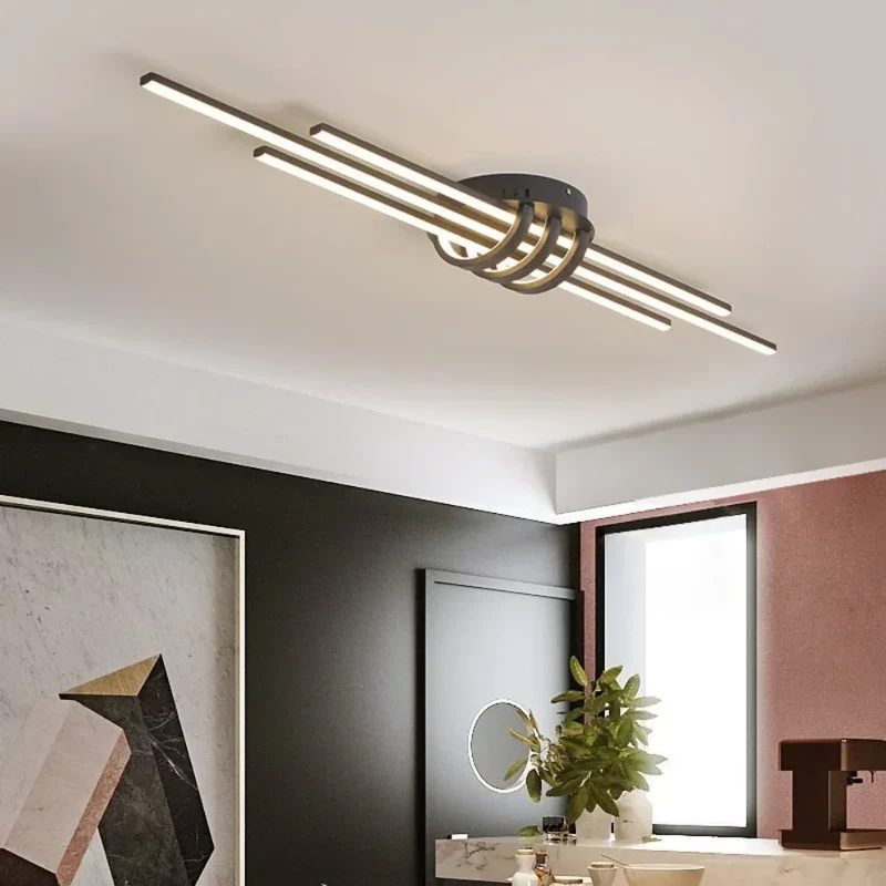 Plafonnier Design Moderne 3 Barres LED – Blanc ou Doré Satiné