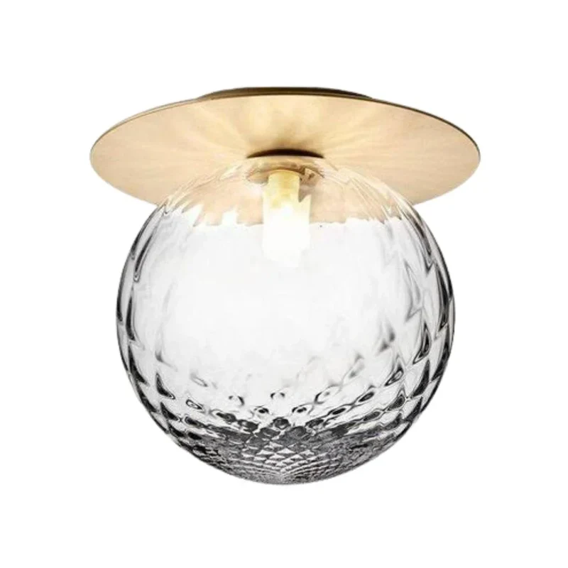 Plafonnier Contemporain Boule Verre et Bois – Ambiance Subtile Salon