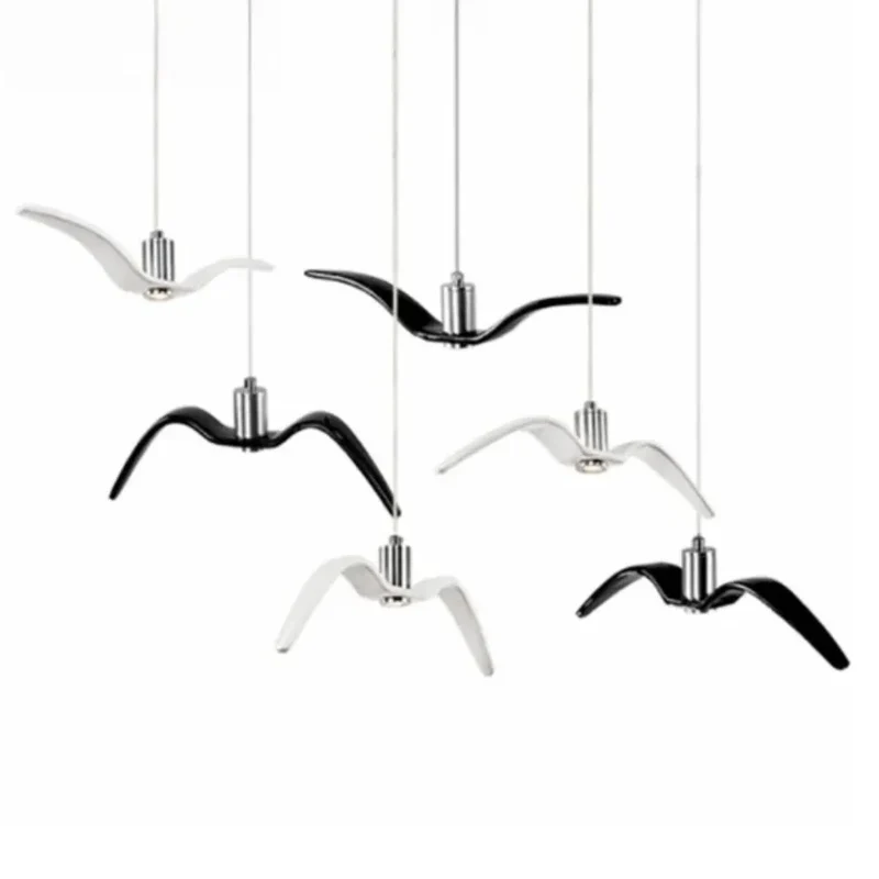 Suspension Animaux Mouettes en Métal – Noir ou Blanc, Style Marin