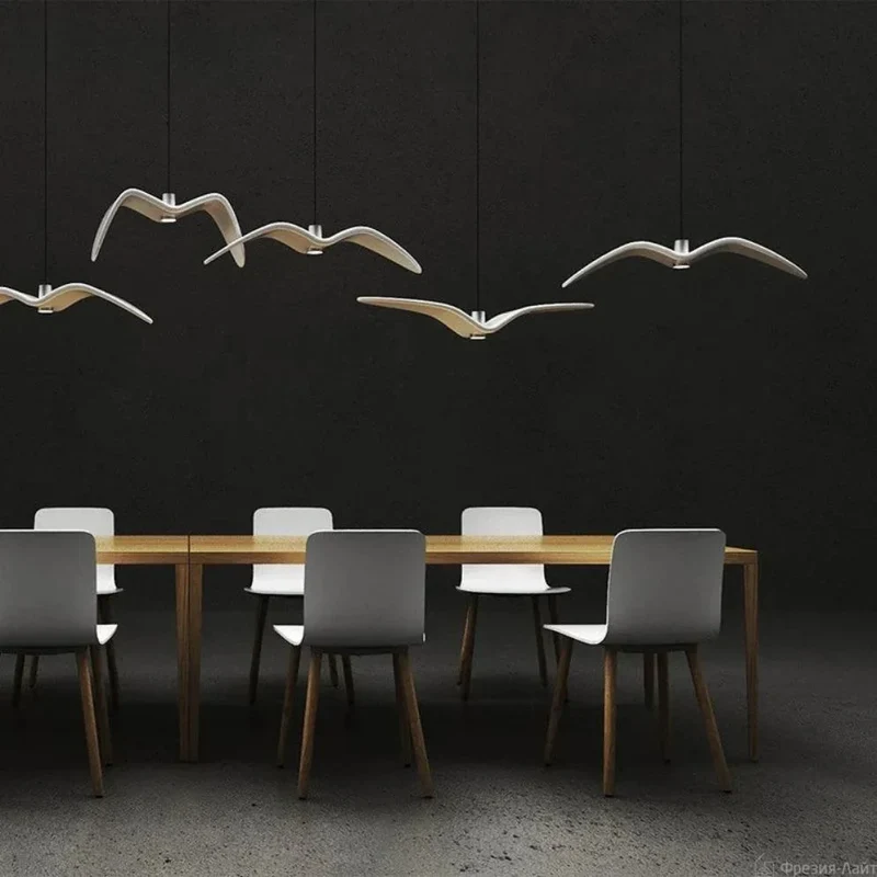 Suspension Animaux Mouettes en Métal – Noir ou Blanc, Style Marin