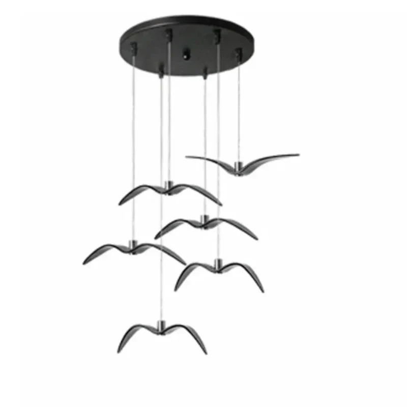 Suspension Animaux Mouettes en Métal – Noir ou Blanc, Style Marin
