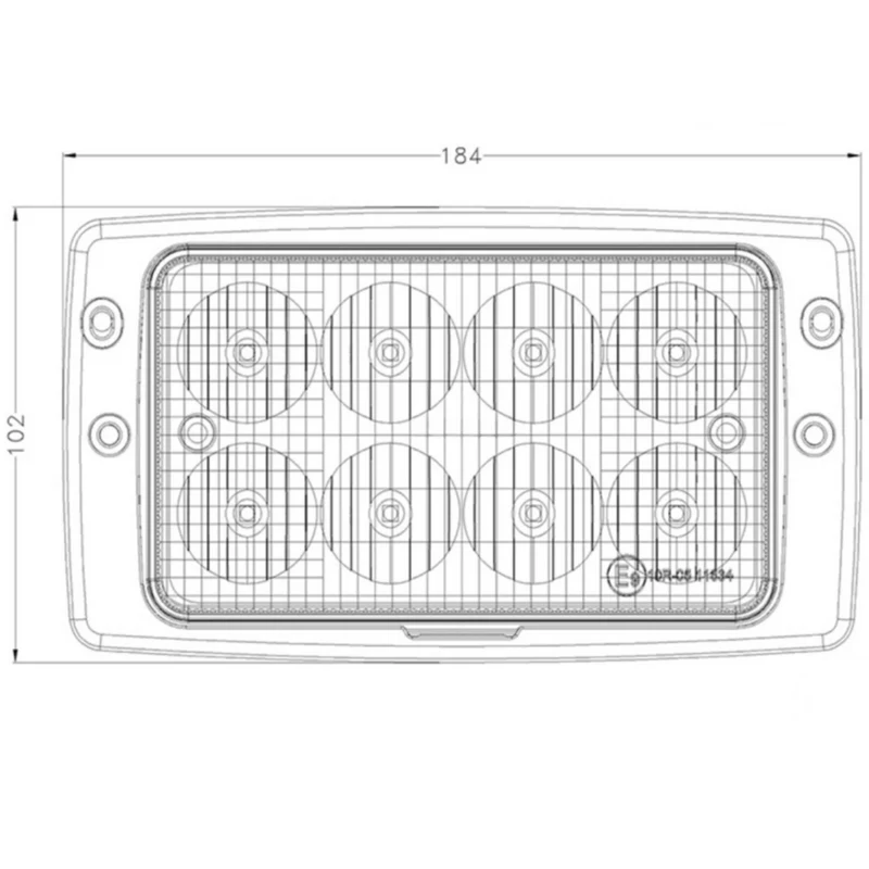 Phare rectangulaire pour cabine de tracteur avec feux de croisement et de route / 40 W