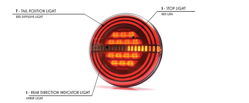 Feu de remorque rond W191DD avec indicateur dynamique