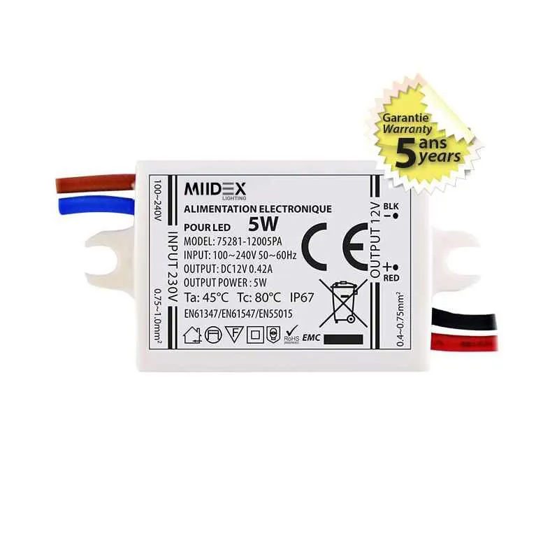 Alimentation pour LED 5W 12V DC