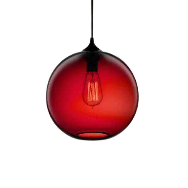 Suspension Bord de Mer en Verre Coloré – Boules Bleues, Rouges ou Ambrées