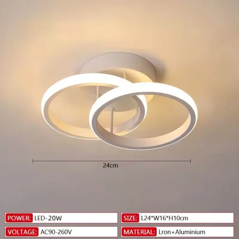 Panneau LED Plafond à Double Anneau – Blanc ou Foncé, Loft Moderne