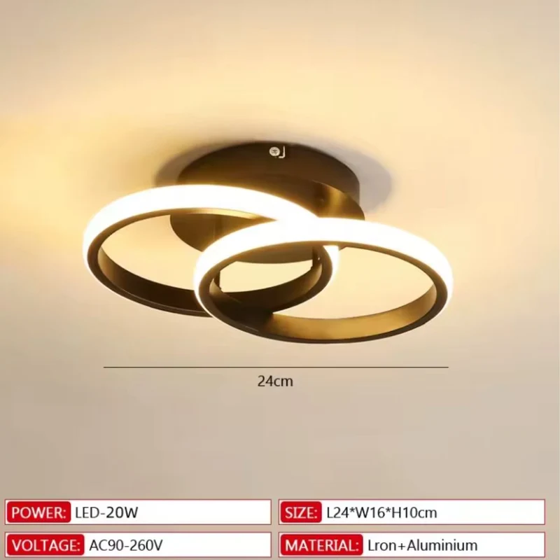Panneau LED Plafond à Double Anneau – Blanc ou Foncé, Loft Moderne