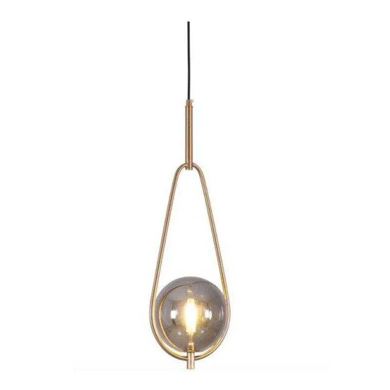 Suspension Trio Boule Verre Fumé et Laiton – Grappe Lumineuse