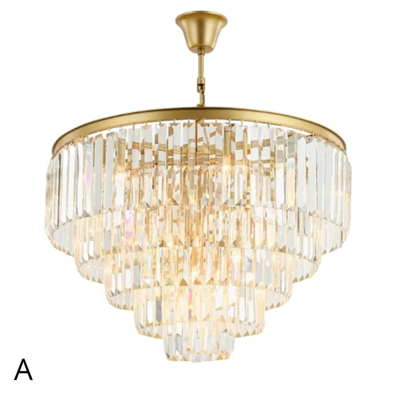 Lustre Salon Doré à Étages Cristal – Hauteur Sous Plafond Min. 2,50m