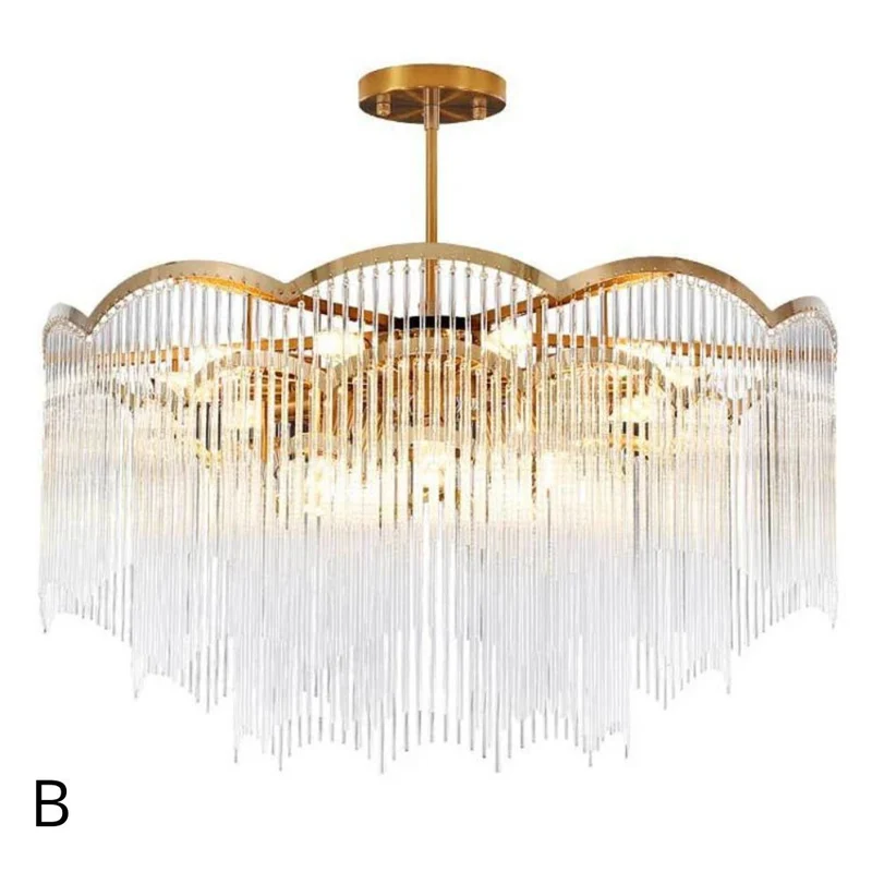 Lustre Salon Doré à Étages Cristal – Hauteur Sous Plafond Min. 2,50m