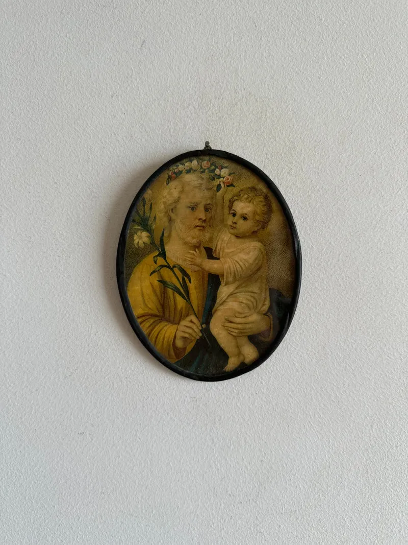 Médaillon religieux Saint Joseph et l'enfant Jésus