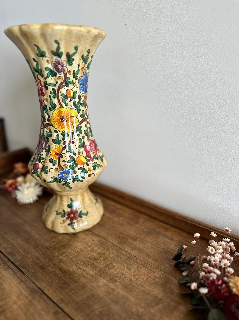 Vase en terre cuite peinte à la main fabrication italienne