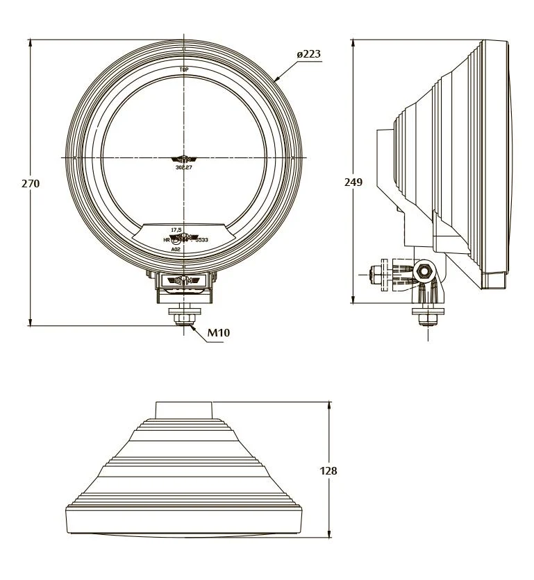 Feu de route rond SIM 3227 avec halo LED / 9 pouces