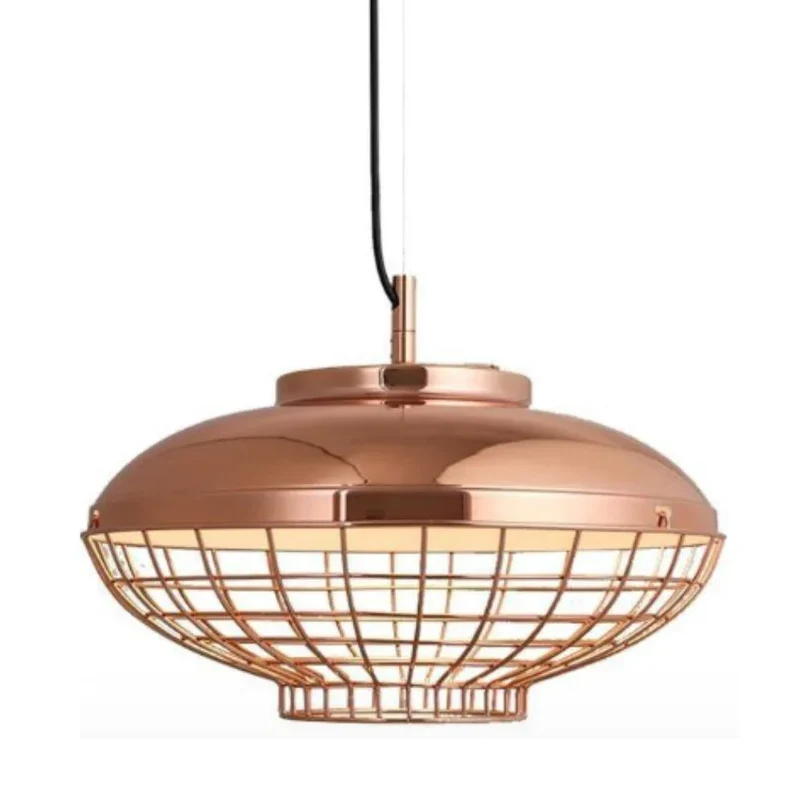 Suspension Cage en Métal Rose Gold – Ambiance Vintage Industrielle