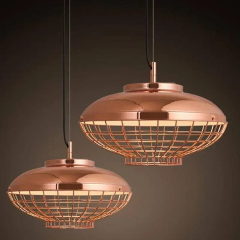 Suspension Cage en Métal Rose Gold – Ambiance Vintage Industrielle