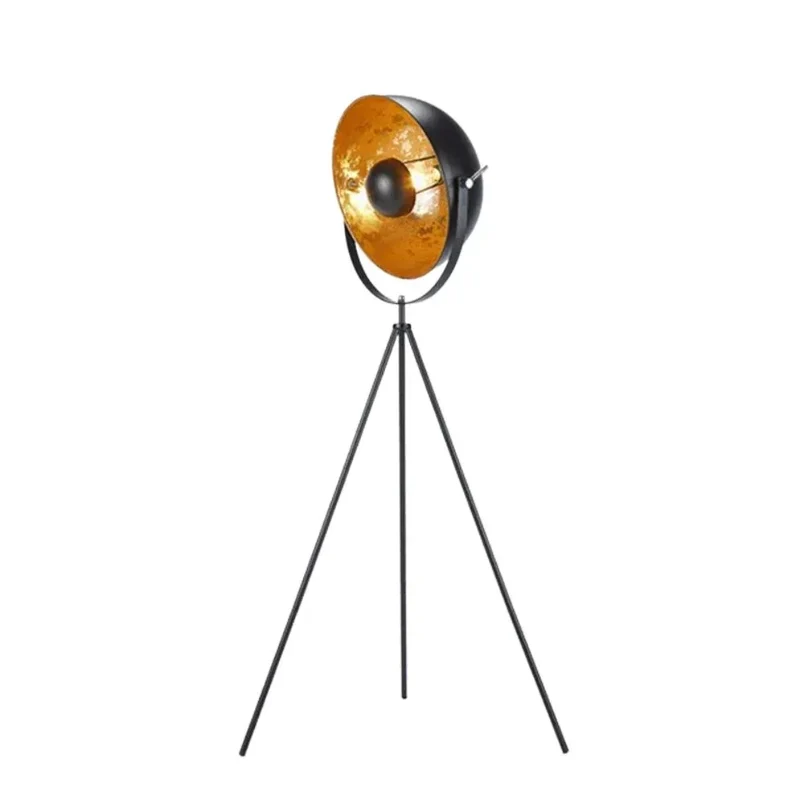 Lampadaire Projecteur Cinéma Vintage – Noir et Or, Style Années 20-30