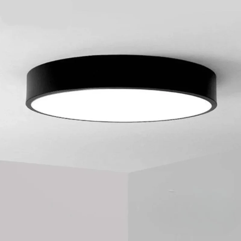 Plafonnier LED Extra Plat Rond Noir – 4 Tailles, Couloir ou Salon
