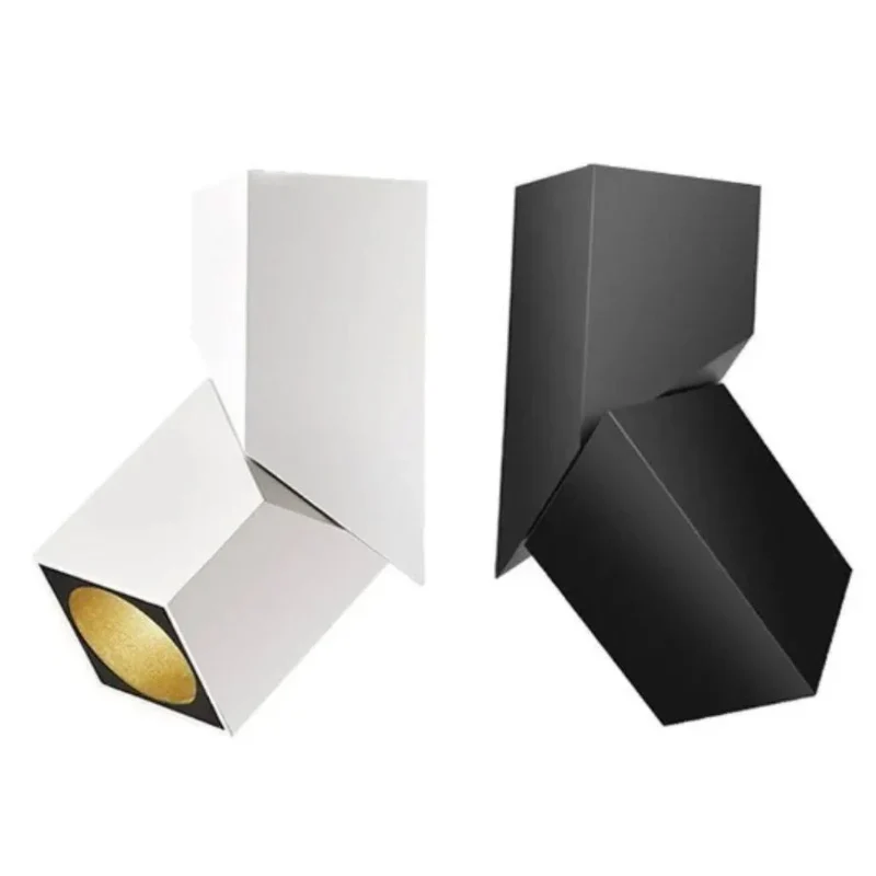 Spot Dimmable Cubique Rotatif – Encastrable 10cm, Noir ou Blanc