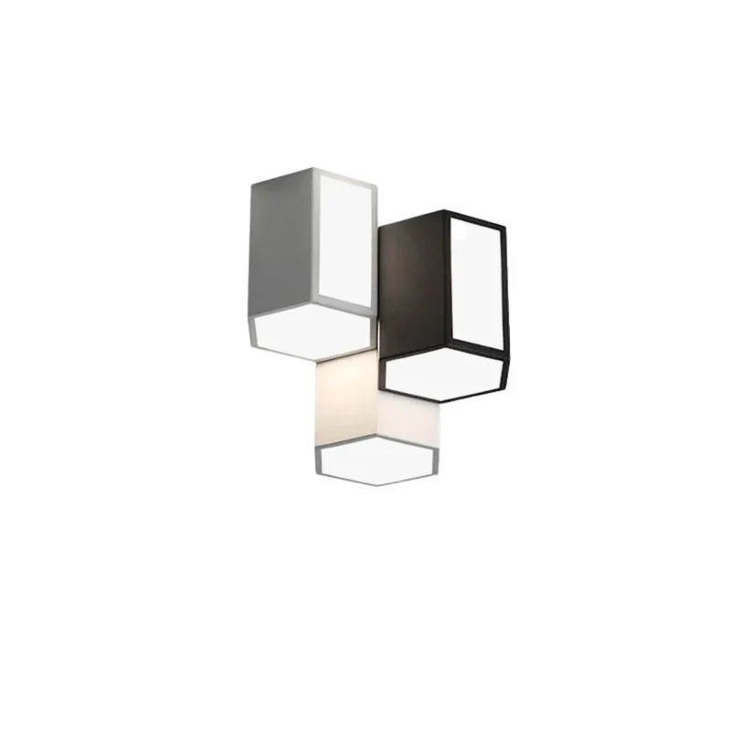 Plafonnier Entrée Couloir Triple Cube – Blanc, Noir ou Gris Clair