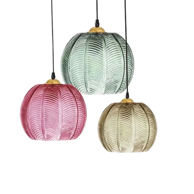 Applique Verre Strié Vénitien – Ambré, Vert ou Rose au Choix