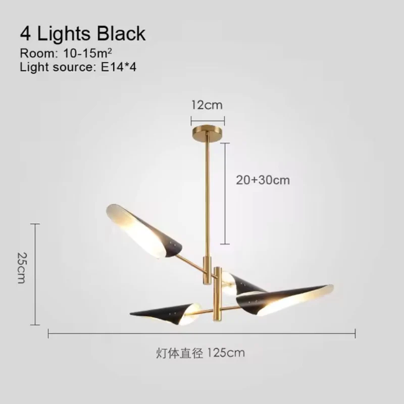 Lustre Chandelier Industriel à Bras Directionnels – 4, 6 ou 8 LED