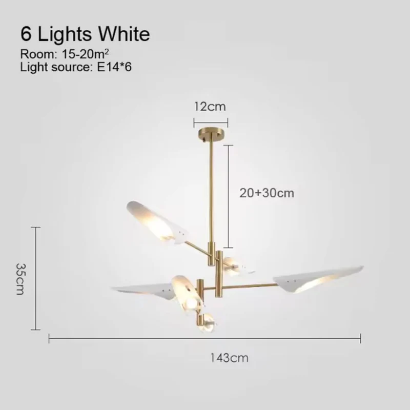 Lustre Chandelier Industriel à Bras Directionnels – 4, 6 ou 8 LED