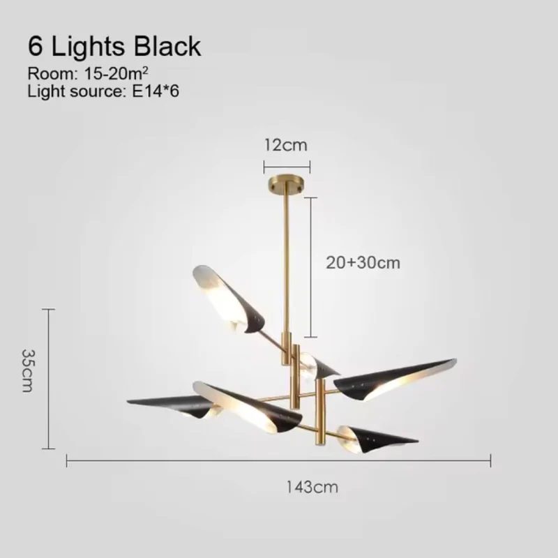 Lustre Chandelier Industriel à Bras Directionnels – 4, 6 ou 8 LED