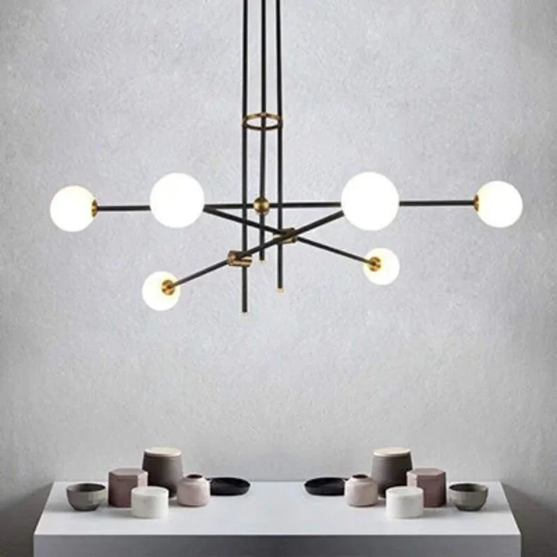 Lustre de Salle à Manger Multi-Têtes – Doré, Noir ou Blanc, 2 à 4+