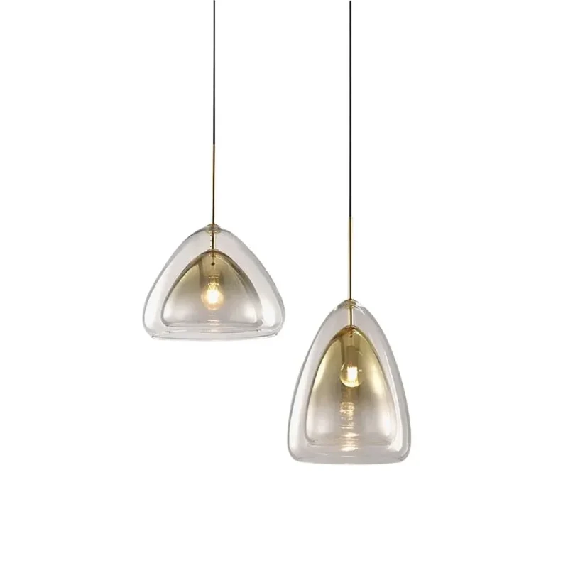 Petit Luminaire Suspendu en Verre Fumé Double – Éclat Discret pour Salon