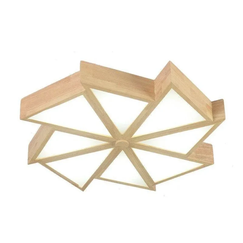 Plafonnier Rustique en Bois Roue – 8 Compartiments LED, Design Unique