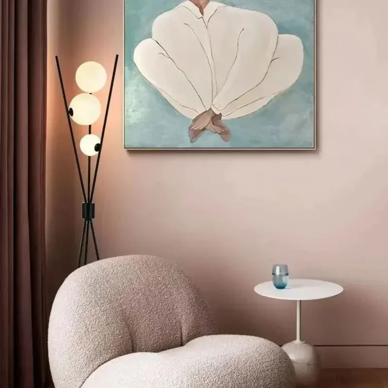 Lampadaire Design Italien Trépied – Boules Verre Dépoli, 2 Tailles