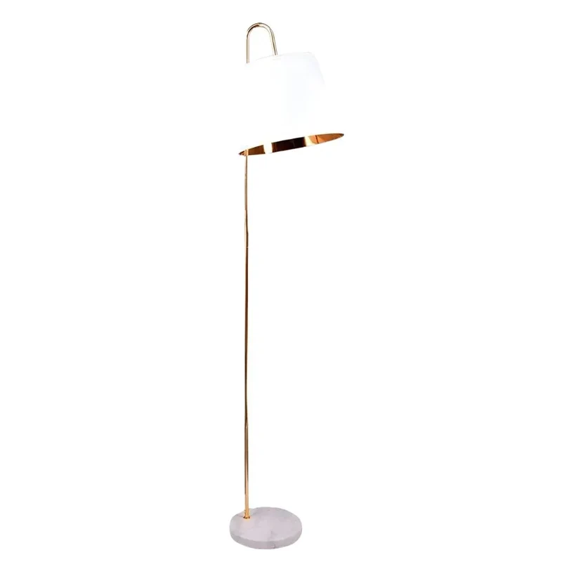 Lampadaire Marbre et Métal Doré – Abat-jour Noir ou Blanc au Choix