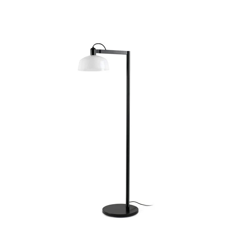 Lampadaire TATAWIN : éclairage élégant en noir et verre opale
