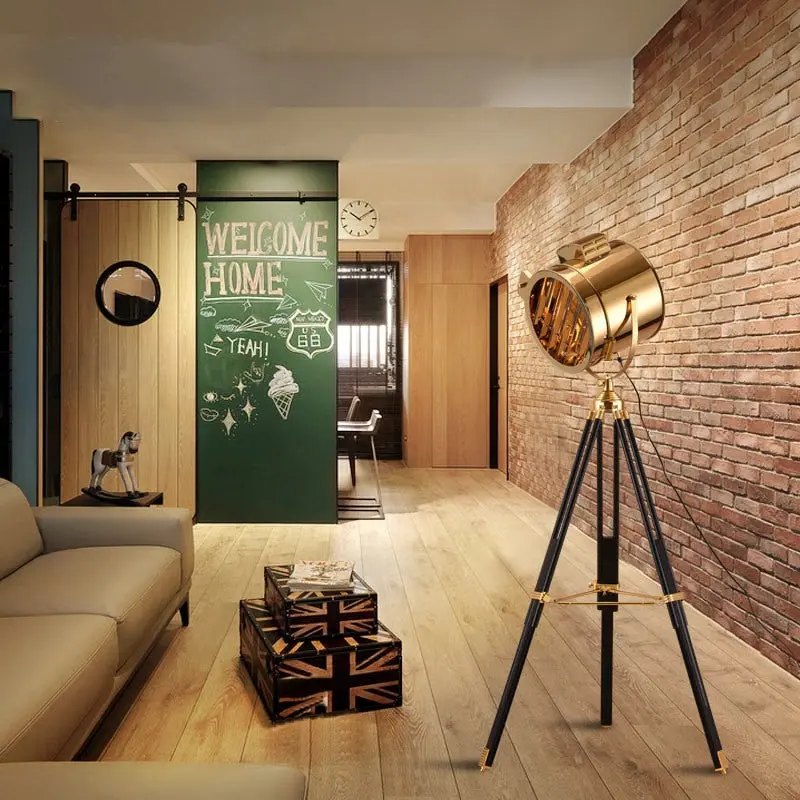 Lampe Industrielle Sur Pied Gold
