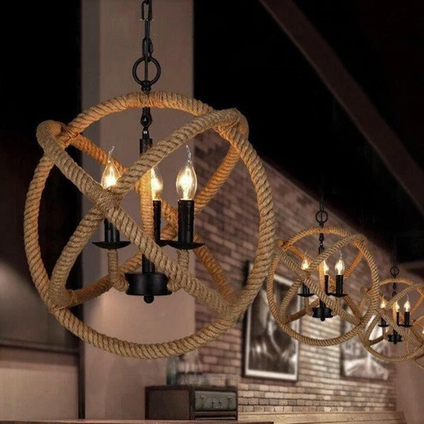 Lampe Suspendue Industrielle En Corde De Chanvre